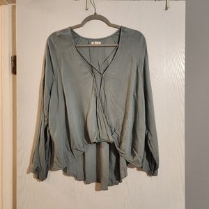 Criss cross faux wrap shirt